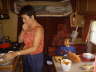 Gillian Cooking in Motorhome