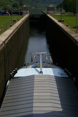 Barge Entering Lock