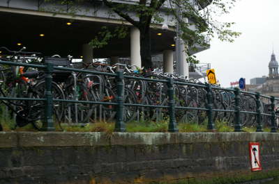Bikes along Canal at Amsterdam
